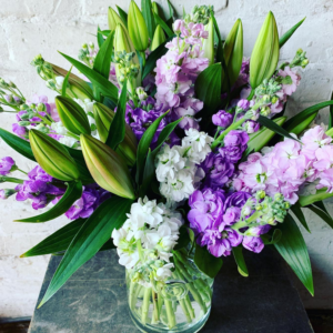 Bouquet hand tied large lily and stocks by HM Floristry